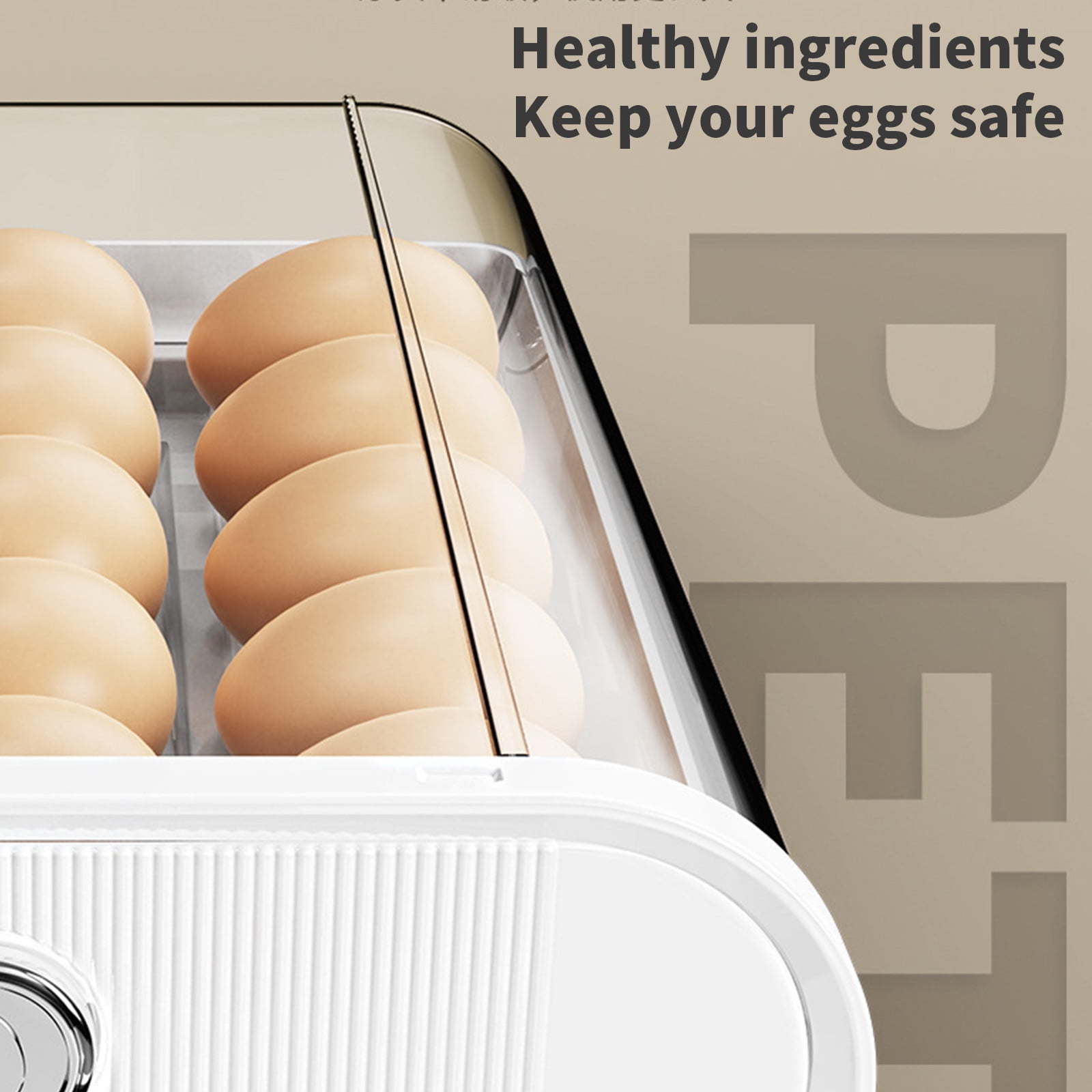 Refrigerator Egg Storage Container, Rolling Egg Holder With Lid And Large Capacity Design, Clear Stackable Egg Organizer Tray For Kitchen Fridge Space Saving Storage Solution