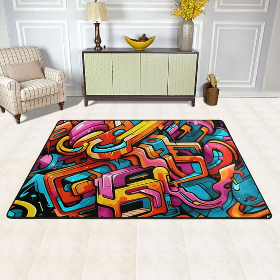 Area Floor Mats Colorful Pattern Large Nursery Rugs Non-Slip Living Room Carpets Bedroom Doormat for Dinning Decor 36" x 24"