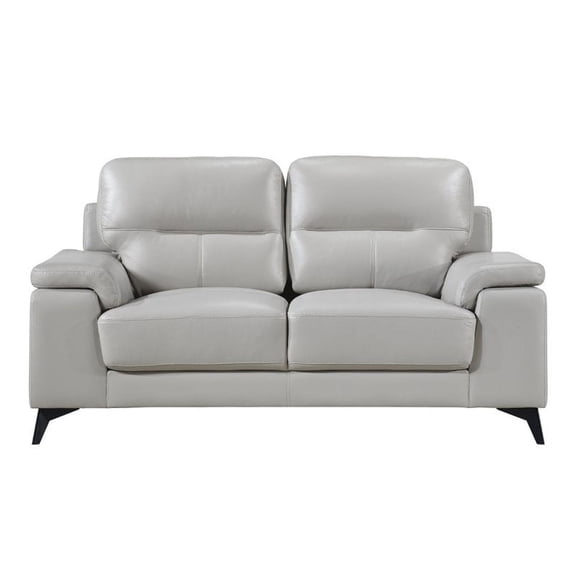 Lexicon Mischa Leather Match Loveseat in Silver Gray