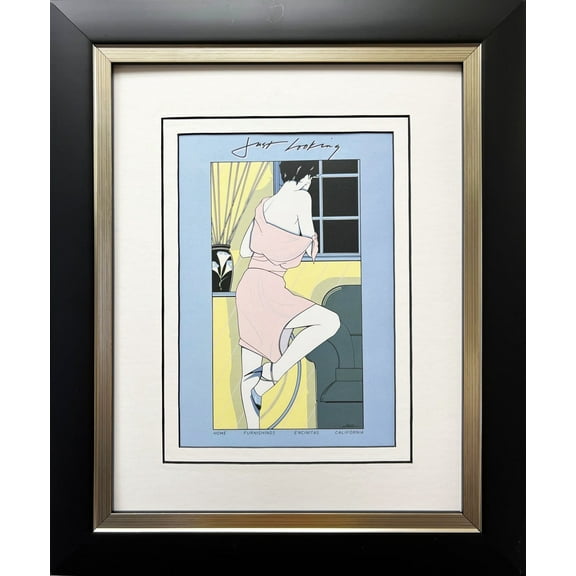 Patrick Nagel "Just Looking" CUSTOM FRAMED Art Deco Print Generic