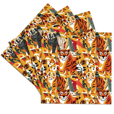 

3dRose Funny Cute Cool Artistic Tiger Jungle Cats Pattern Animal Abstract Set of 4 Ceramic Tile Coasters