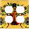 thumbnail image 3 of Metal Light Switch Plate Cover Unique Floral Lady Bug Mustard Yellow BUT014, 3 of 13