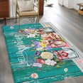 thumbnail image 2 of Hello Spring Area Rugs 4x6 ft Rose Purple Pink Flower Red Heart Green Wood Grain Washable Rug Non Slip Indoor Carpet Absorbent Floor Mat for Living Room Bedroom Dining Room, 2 of 9