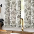 thumbnail image 2 of Floral Linen Tier Curtains 36 Inch Farmhouse Cafe Curtains Rod Pocket Country Flower Drapes for Small Windows for Kitchen Laundry Room Bathroom RV 2 Panels Light Filtering Grey on Beige, 2 of 8