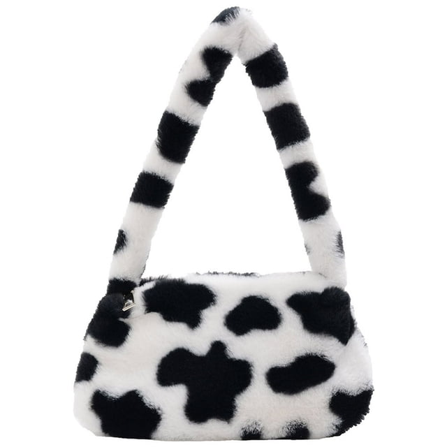 Vintage Female Shoulder Underarm Bag Animal Pattern Plush Portable Mini Purses