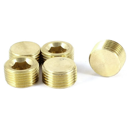 - Unique Bargains 5 x Chrome Plated Brass Air Pipe Fittings 3/8PT Male Thread Hex Socket Plug Cap