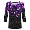 thumbnail image 5 of Warop Women's 3/4 Sleeve Tunic Tops Casual Trendy Printed Round Neck Blouses Fit Pullover T Shirts, 5 of 7