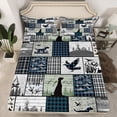thumbnail image 2 of Homewish Vintage Lodge Cabin Twin Sheet Sets, Blue Buffalo Plaid Twin Fitted Sheet, Rustic Farmhouse Theme Flat Sheet, Ultra Soft Bedroom Decor, 3pcs, 2 of 7