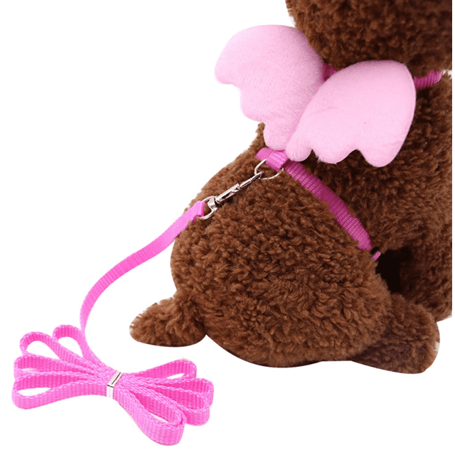 Cute Solid Color Mini Wings Nylon Pet Harness Chest Strap Dog Cat Lead Leash, Pink M