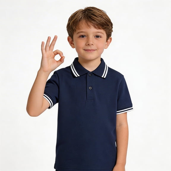 WELOIJEVBE Kids Boy's Short Sleeve Polo Shirts Boys School Uniform Shirts Classic Collared Neck Boys Button down Boys Shirts Size 5-6 Years