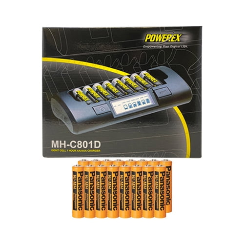 Powerex MHC801D 8Cell Charger & 16 AAA Panasonic 750 mAh NiMH