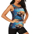 thumbnail image 2 of Balery Colorful Underwater Sea Turtle Camiseta sin mangas estampada ligera para mujer, tops de entrenamiento sin mangas, camisetas de yoga transpirables de secado rápido.-X-Large, 2 of 7