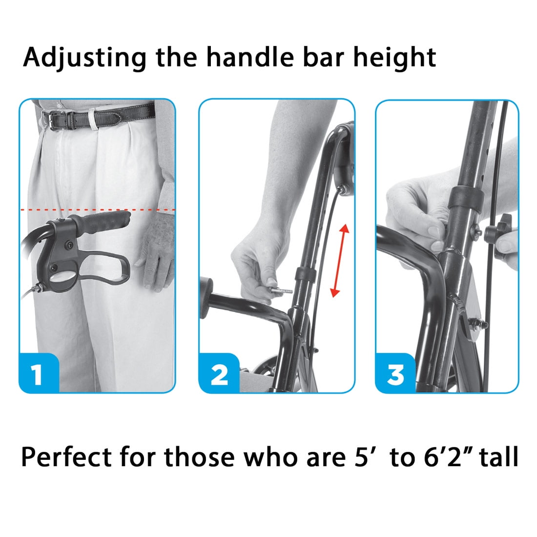 Carex Steel Rollator Walker with Seat, Backrest and Hand Brakes Steel