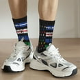 thumbnail image 6 of Yiaed Thin Green Line With USA Flag Print Great elasticity Crew Socks Sports socks for Men and Women, 6 of 6