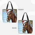 thumbnail image 2 of Pofeuu Christmas Horse Print Tote Bag for Women,Hobo HandBags with Zipper,Large Capacity Casual Shoulder Handbags with Inner Pockets, 2 of 7