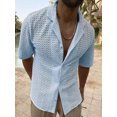 thumbnail image 2 of xiaxaixu Men’s Lace Shirt, Short Sleeve Turn-down Collar Button Closure Hollowed Beach Shirt Summer Tops, 2 of 3