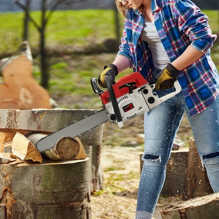 20in 2-Stroke 52CC Gasoline Powered Chainsaw, 7500rpm, 2000W Pruning Chain Saw for Wood Cutting
