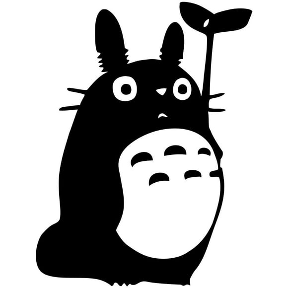CMI Totoro Autocollant Autocollant Studio Ghibli Mur Ordinateur Portable Autocollant Blanc Découpé (Noir)