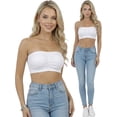 thumbnail image 3 of ToBeInStyle Women's Pack of 3 or 6 Seamless Classic Ruched Tube Top Bras w/ Removable Pads - 3 Pack: White - One Size Plus, 3 of 3