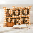 thumbnail image 3 of Orange Pumpkins Fall Outdoor Waterproof Pillow Covers, Thanksgiving Botanical Plaid Farmhouse Decorative Square Throw Pillowcase Sofa Cushion Sham for Patio/Couch/Chair, 18"x18" 2 Pack, 3 of 8