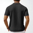 thumbnail image 3 of LWavelet Men Summer Casual Cable Knit Button Down Shirt Short Sleeve Camp Collar Breathable Knit Streetwear Top Black 2XL, 3 of 3
