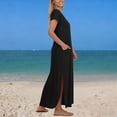 thumbnail image 6 of Horkkom Maxi Dresses for Women Summer V Neck Short Sleeve Dress Casual Loose Long Dresses with Pockets Slit Side L, 6 of 7