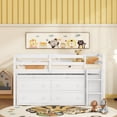 thumbnail image 2 of Churanty Twin Size Loft Bed with Retractable Writing Desk and 4 Drawers, Wooden Loft Bed with Lateral Portable Desk and Shelves, White, 2 of 9
