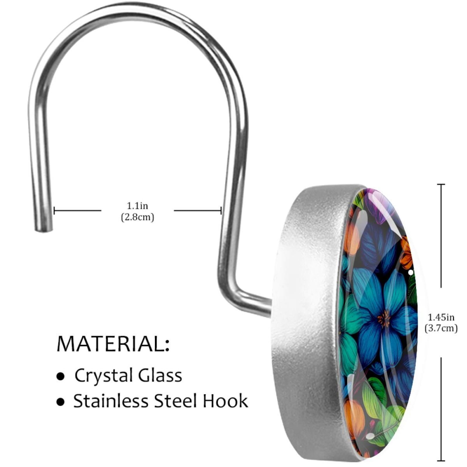 HemaKayy 12 Pcs Shower Curtain Hooks Bathroom Decorative Accessories Gradient Colored Flowers
