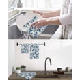 thumbnail image 5 of Navy Blue Roses Kitchen Dish Towels for Drying Dishes Set of 3, Spring Floral Elegant Pastoral Botanical Waffle Weave Microfiber Hand Tea Bathroom Towels Quick Dry & Absorbent Towel 15.7x23.6, 5 of 7