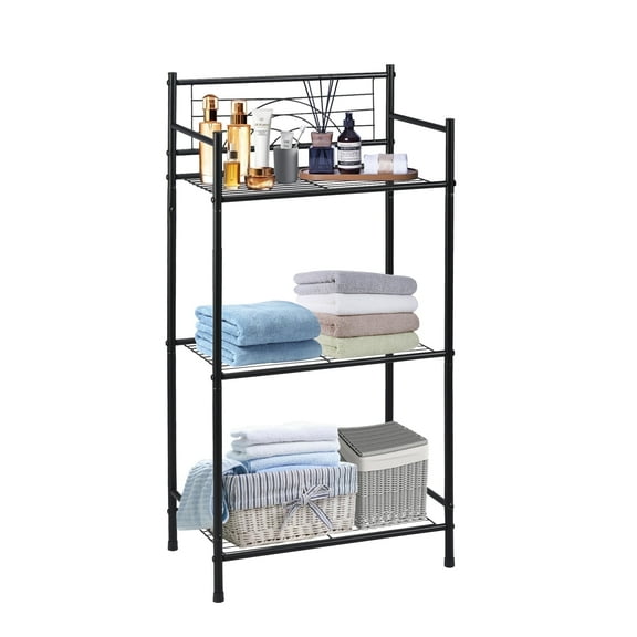YEEZEE 3 Tier Storage Shelves, Ideal for Compact Spaces, Bathroom Shelves and Storage Unit, Black