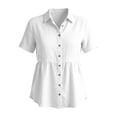 thumbnail image 4 of hotojiny Button Down Shirts for Women Lightweight Half Sleeve Linen Cotton Collared Summer Tops Dressy Casual Work Blouses, 4 of 7