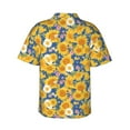 Balery Vintage White Yellow Sunflower Print Men's Hawaiian Shirts Short