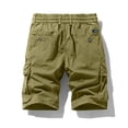 thumbnail image 4 of Homeyce Mens Cargo Shorts Multi Pocket Elastic Waist Shorts Pants Drawstring Ripstop Straight Leg Camo Cargo Pants Loose Fit Hiking Outdoor Lightweight Work Bermuda Shorts,Green XL, 4 of 5