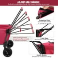 thumbnail image 4 of REDCAMP Folding Dog Wagon Cart Heavy Duty, 220L Large Collapsible Utility Cart with Extendable Rear End & Tailgate, Pet Dog Stroller for Sports Shopping Outdoor, Pink, 4 of 9