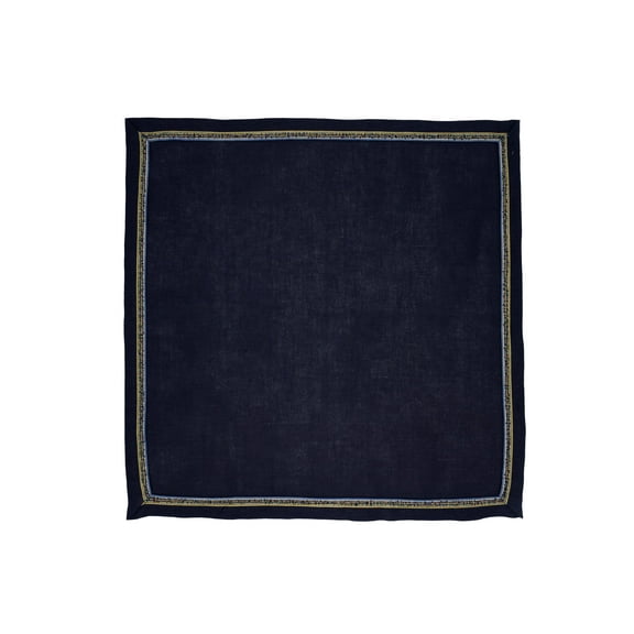 Navy Linen Napkins With French Borders, Set of 4