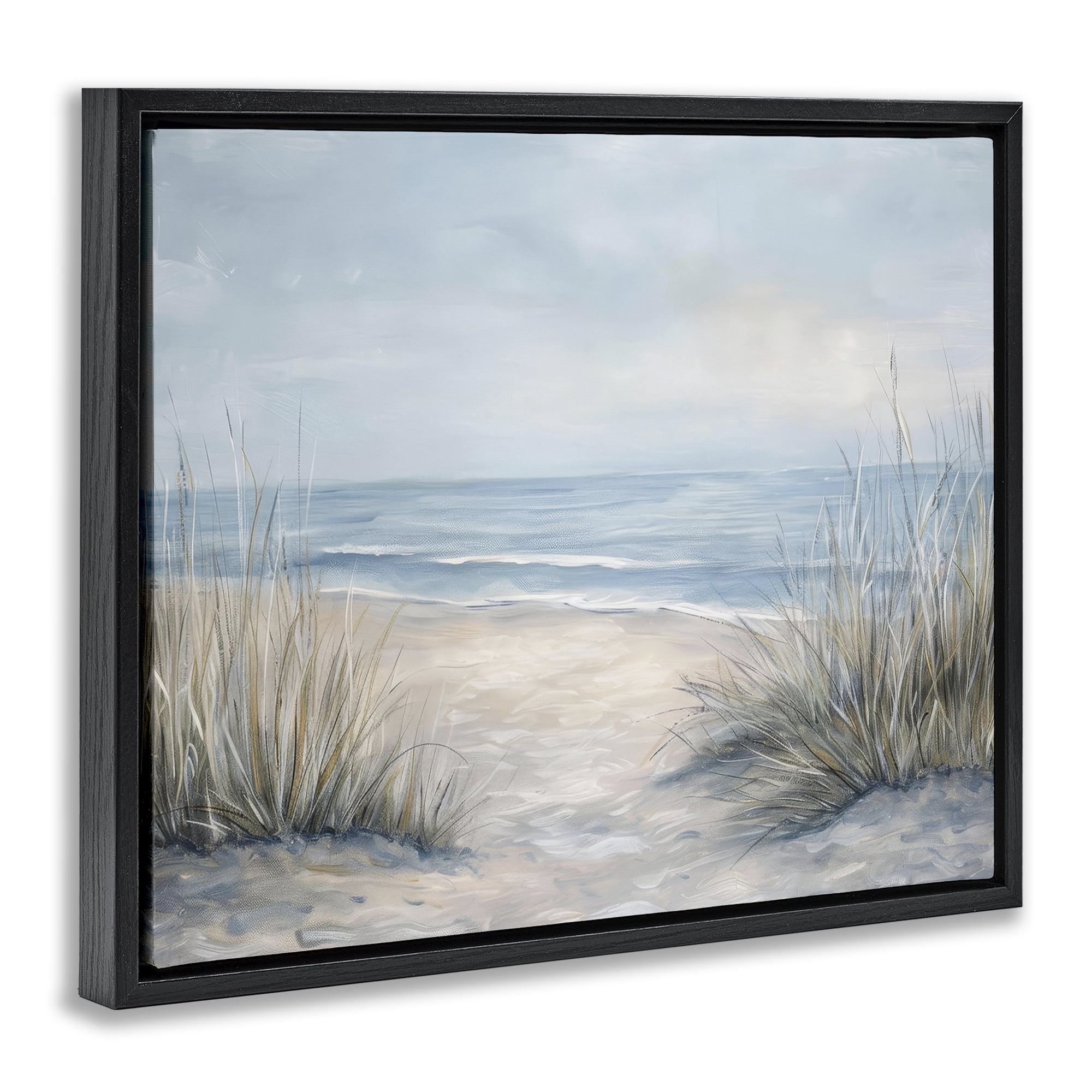Stupell Industries To The Beach Tranquil Landscape Black Framed Floater Canvas Wall Art, design by Petal Prints Design