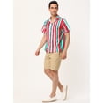 thumbnail image 4 of Camisa a rayas de verano Lars Amadeus para hombre Camisas de rayas verticales de bloque de color de playa con botones de manga corta rojo verde XXL, 4 of 6