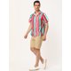thumbnail image 4 of Camisa a rayas de verano Lars Amadeus para hombre Camisas de rayas verticales de bloque de color de playa con botones de manga corta rojo verde XXL, 4 of 6