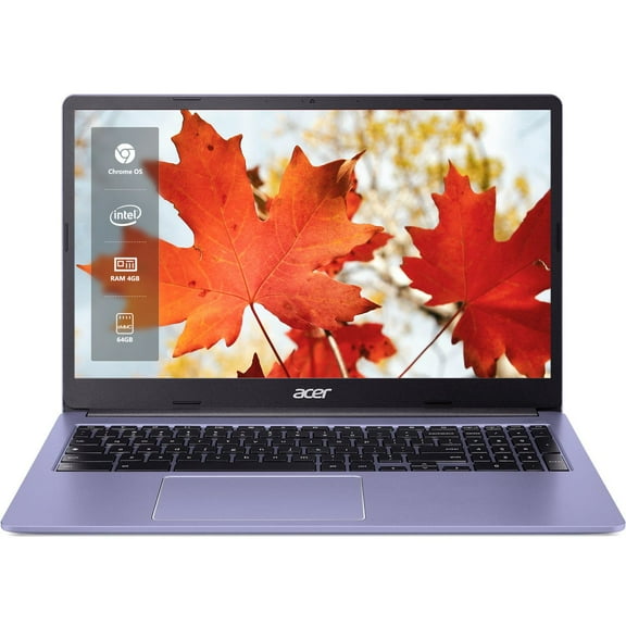 Acer Chromebook 315 15.6" FHD Laptop, Intel Celeron N4500, 4GB RAM, 64GB eMMC, Wi-Fi 6, 10-Hour Battery, Webcam, Chrome OS, Purple