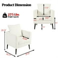 thumbnail image 2 of Accent Chair,Fabric Armchair Club Chair Single Chair Upholstered Arm Chair with Solid Wood Legs for Living Room/Bedroom,White, 2 of 7