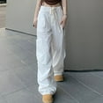 thumbnail image 5 of Gmdeguo Womens Wide Leg Y2k Parachute Pants Baggy High Waisted Cargo Pants Lightweight Summer Casual Hip Hop Streetwear Grunge Punk Trousers with Pocket, 5 of 6