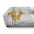 thumbnail image 3 of Aztec Soft Flannel Fleece Throw Blanket, Graphic of Golden Yellow Dreamcatcher Native Indigenous Cultural Style, Cozy Plush for Indoor and Outdoor Use, 50" x 70", Marigold White, by Ambesonne, 3 of 6