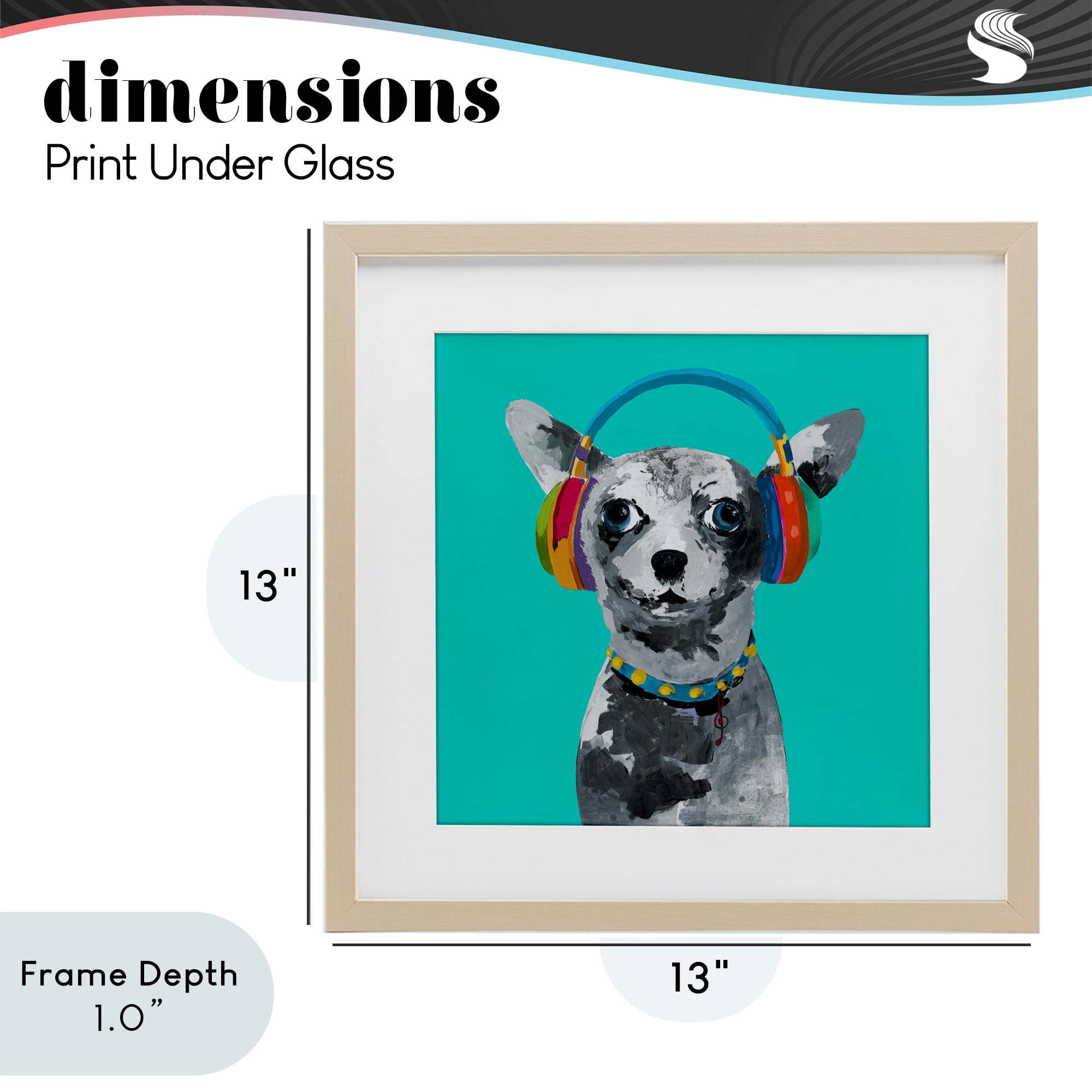 Stupell Industries Jammin' Pup on Blue Birch Framed Print Under Glass, design by Lorenzo Collective