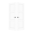 thumbnail image 3 of 48" x 80" 3 Paneled Solid Manufactured Wood 80'' Interior French Doors With Hardware Kit / Frame, 3 of 9