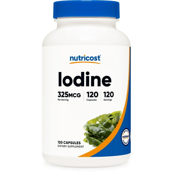 Nutricost Iodine (Natural Iodine from Organic Sea Kelp) 325mcg, 120 Capsules, Supplement