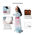 thumbnail image 3 of Outdoor Halloween Animatronics Decoration,Sound Touch Activated 39.3" Scary Standing Ghost Nurse with Light Up Red Eyes,Sounds,Animated Swing Hand Zombie Nurse for Home,Yard,Patio,Haunted House, 3 of 6