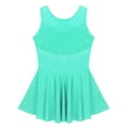 thumbnail image 4 of Doomiva Big Girls Shiny Rhinestone Mesh Splice Back Figure Ice Skating Dress Ballet Tank Leotard Mint Green 10, 4 of 7