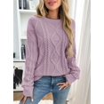thumbnail image 4 of Women'S Oversized Cable Knit Crewneck Sweaters Light L, 4 of 9