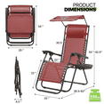 thumbnail image 2 of Magshion Folding Patio Chair, Zero Gravity Outdoor Lounge Chair with Canopy Shade and Cup Holder, Adjustable Reclining Chair with Pillow for Beach, Patio, Pool, Yard, Maroon, 2 of 11