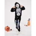 thumbnail image 5 of Usaibhir Toddler Boys Halloween Outfit Clothes Little Kids Skeleton Hoodie Pants Set Black Long Sleeve Clothing Set with Mask 2-6T, 5 of 9